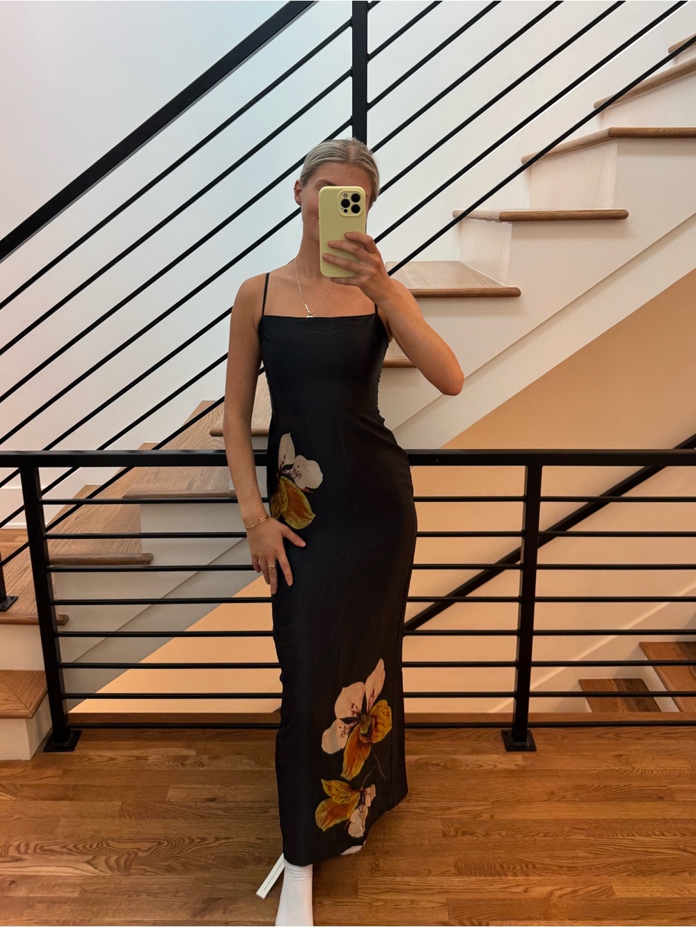 NWT Reformation Frankie Silk Maxi Dress - Black Painted Orchid - SIZE 2